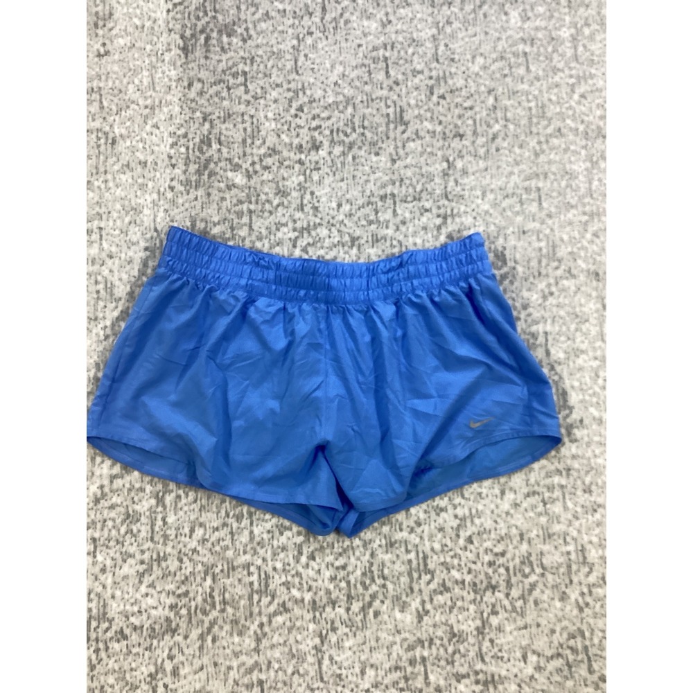 Nike Womens Dri-FIT Running Shorts Blue Reflective Swoosh Elastic Waist Athletic